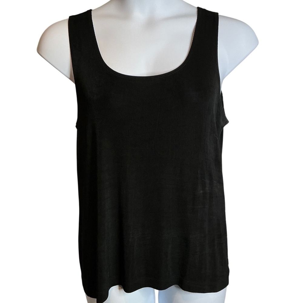 CHICO'S Travelers Black Liquid Knit Tank Top Sz 3/XL Stretchy Layering Basics
